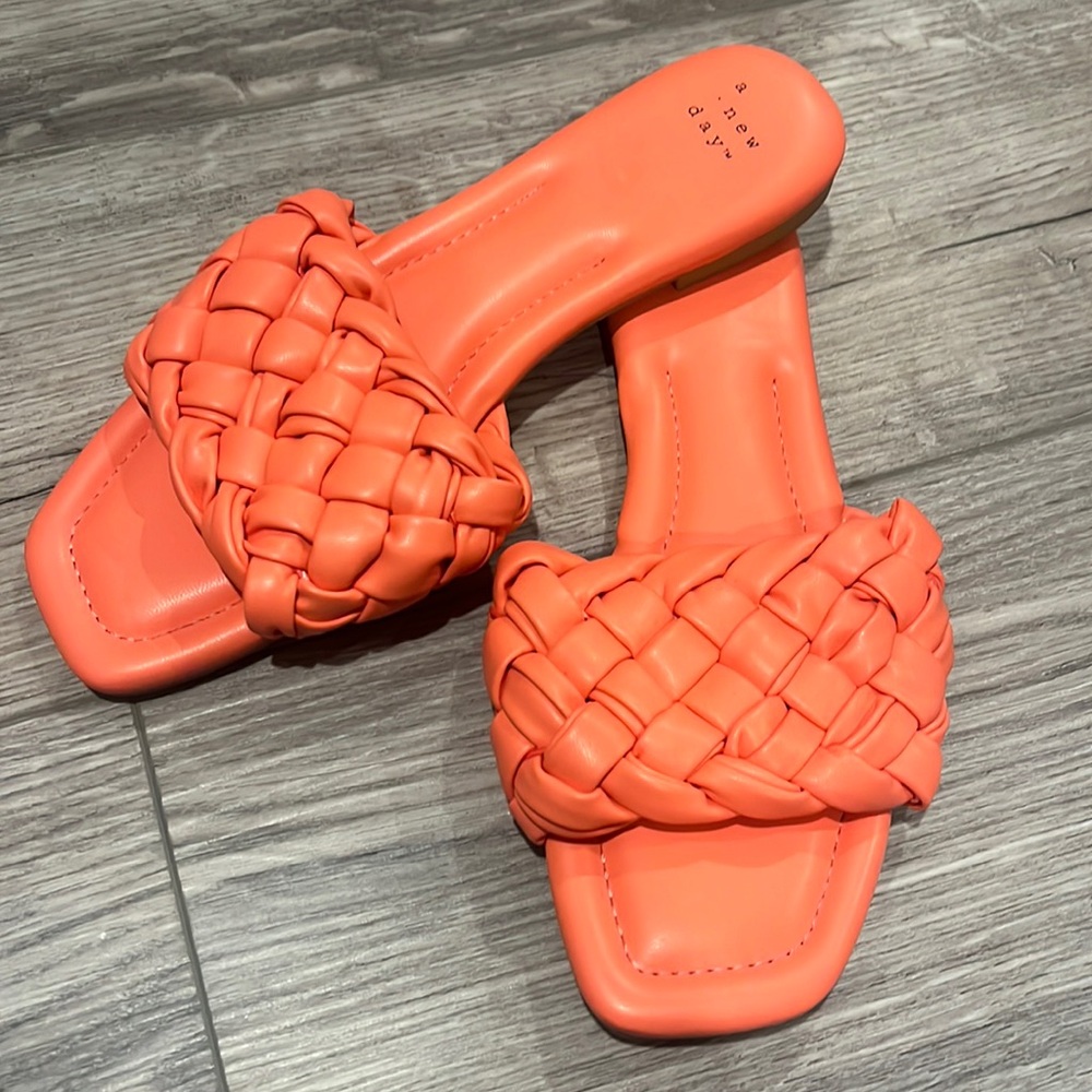 Coral braided sandals worn once from target size 8